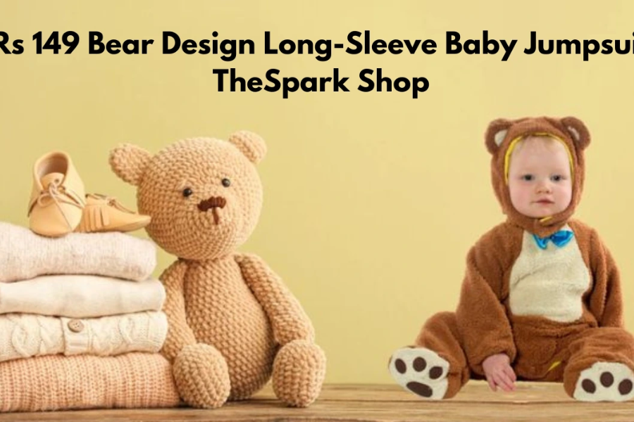 rs 149 bear design long-sleeve baby jumpsuit thespark shop